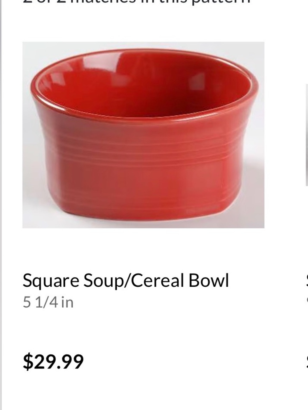 Fiestaware retired square bowl scarlet red